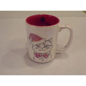 Spectrum Designz 2025 Christmas Cat Mug White iridescent Santa Hat